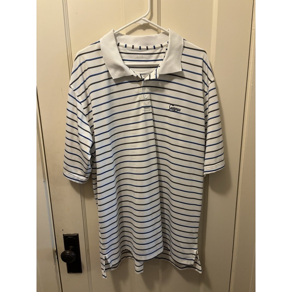 Under Armour Polo Shirt Mens XL Navy Stripe TPC Sawgrass‎ Golf